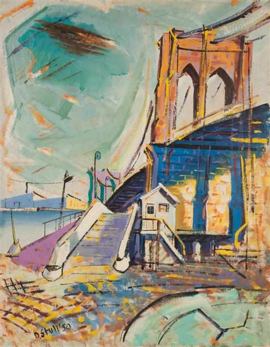 Appraisal: John Deforest Stull American - Brooklyn Bridge oil on canvas