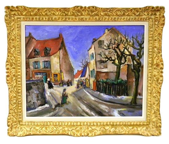 Appraisal: Marion Huse American - French Village oil on canvas unsigned