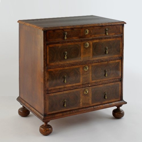 Appraisal: A William and Mary oyster veneered chest of four long