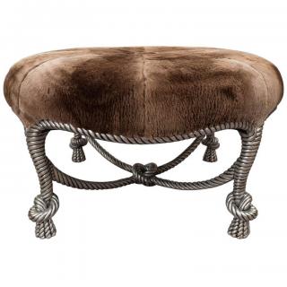 Appraisal: Napoleonic Natural Sheared Beaver Ottoman The seat with a central