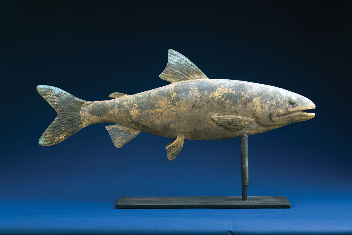 Appraisal: AMERICAN FULL BODIED COPPER FISH WEATHERVANE IN GILT SURFACE Height