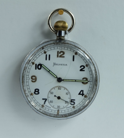 Appraisal: Helvetia Military pocket watch with white dial marked to the