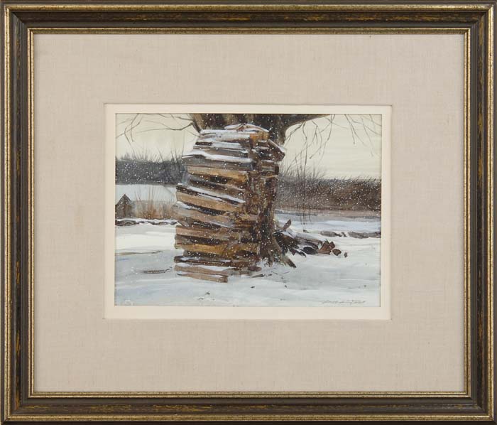 Appraisal: DON STONE American - WOOD PILE Watercolor and acrylic on