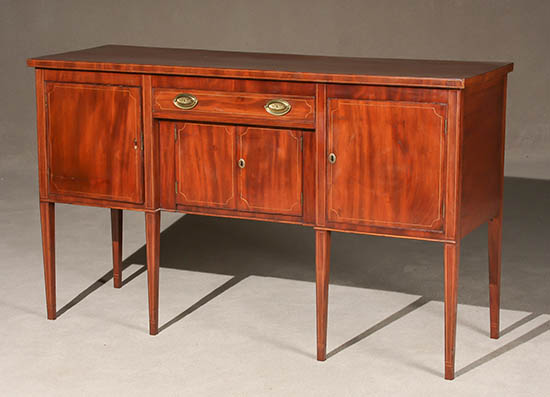 Appraisal: Lot Property of Various Owners Federal Satinwood Inlaid Mahogany Sideboard