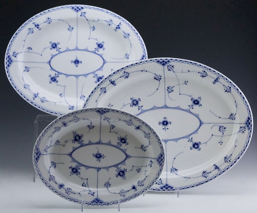 Appraisal: Royal Copenhagen Blue Lace Porcelain Platters Fine Danish Royal Copenhagen