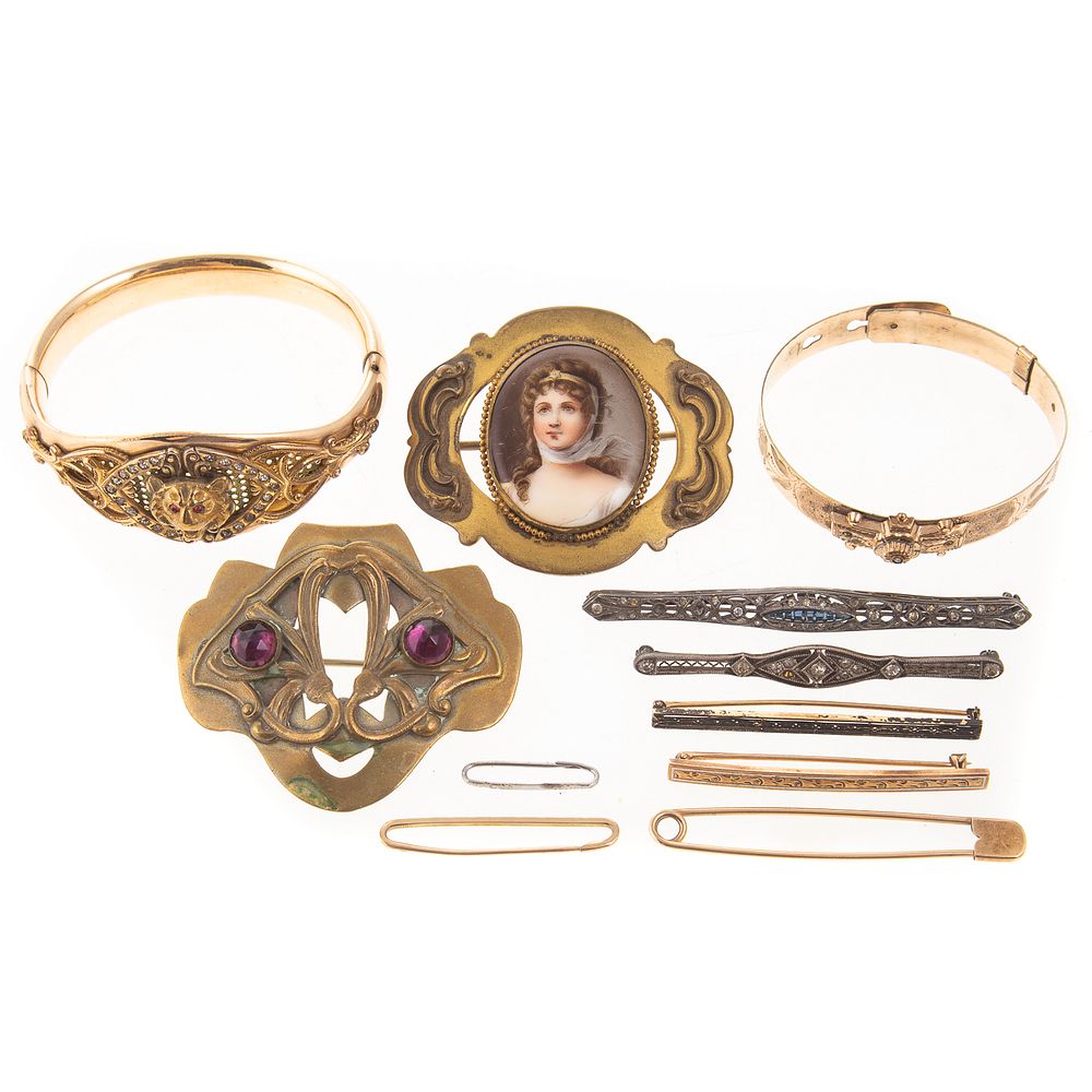 Appraisal: Collection of Victorian to Art Deco Jewelry Victorian gold filled