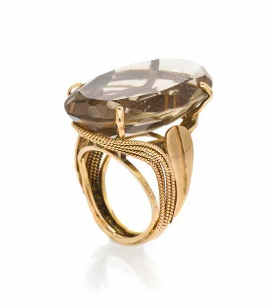 Appraisal: A Karat Rose Gold and Smoky Quartz Ring containing one