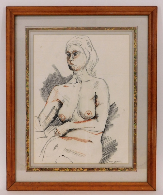 Appraisal: ATTRIB WILLIAM ZORACH STUDY DRAWING OF NUDE WOMAN New York