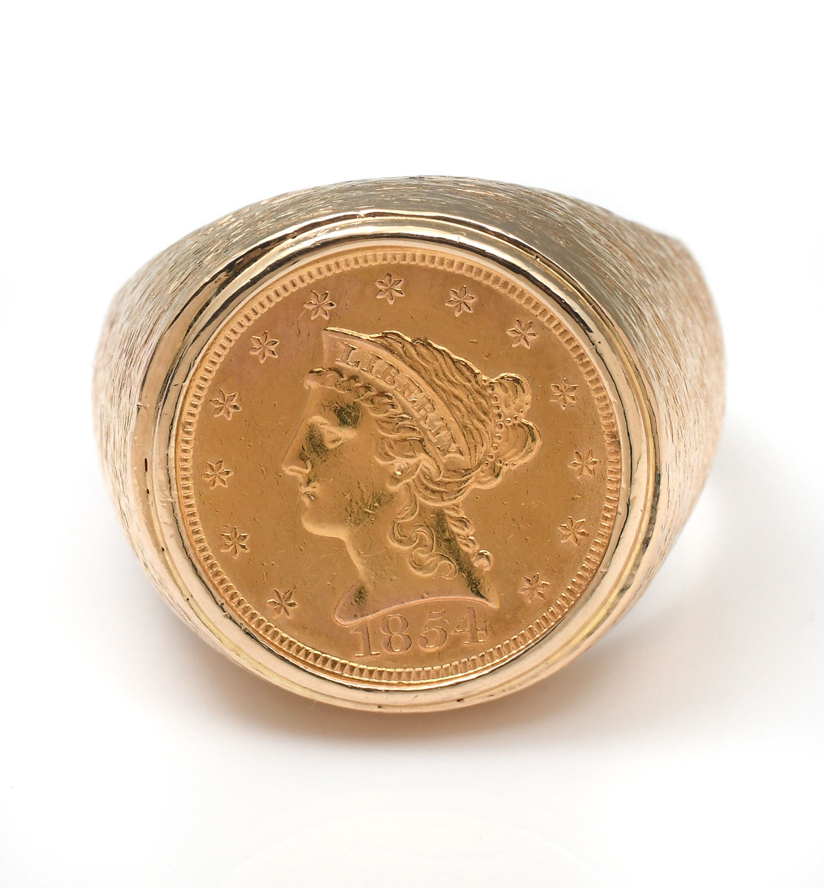 Appraisal: DOLLAR GOLD COIN IN A K BRUSHED RING United States