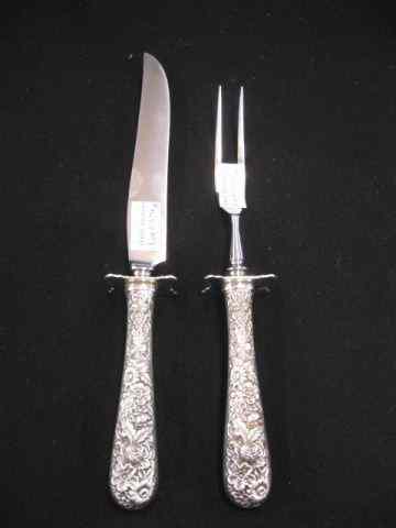 Appraisal: S Kirk Son ''Repousse'' Sterling Carving Set excellent no monogram