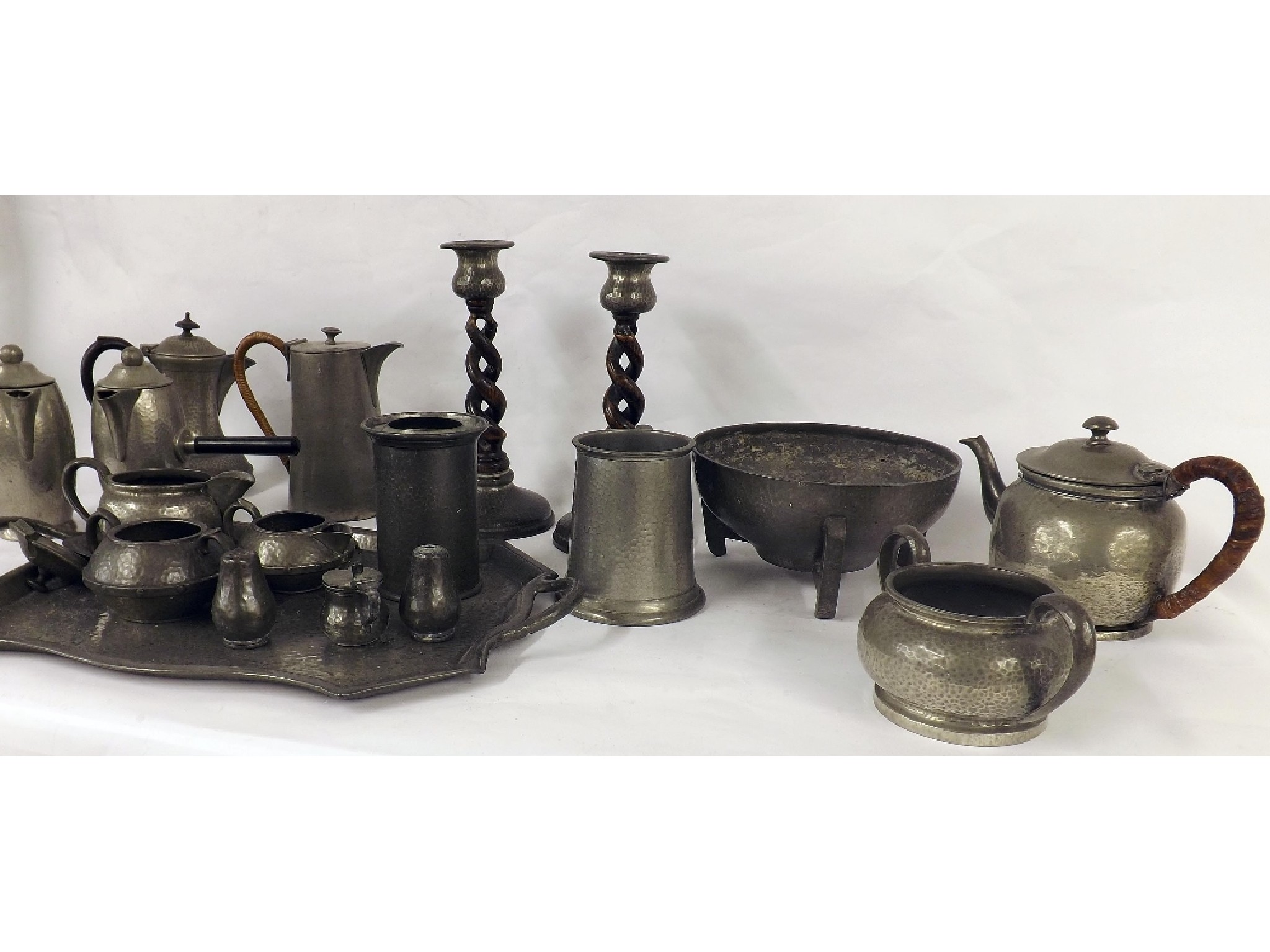 Appraisal: Large collection of planished pewter to include Unity and Hampden