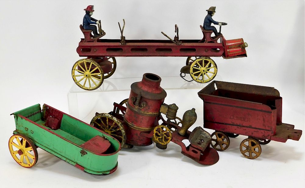 Appraisal: PC American Tin Fire Truck Bell Toy Group United States