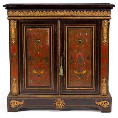 Appraisal: A th Century Boulle style tortoiseshell cabinet inlaid brass decoration