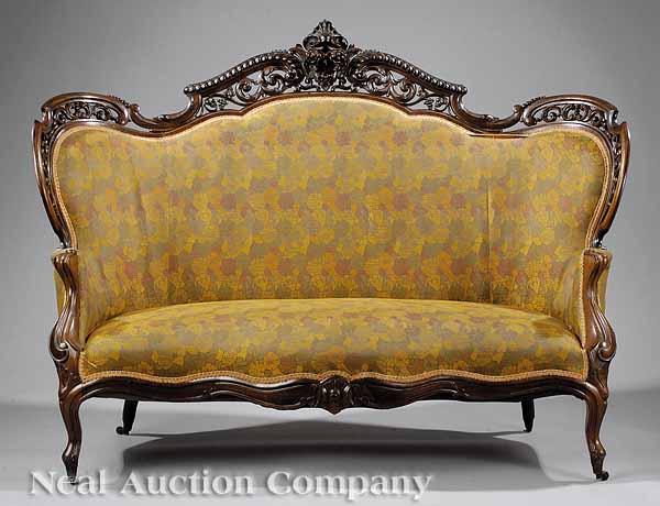 Appraisal: An American Rococo Carved Rosewood and Laminated Parlor Suite mid-