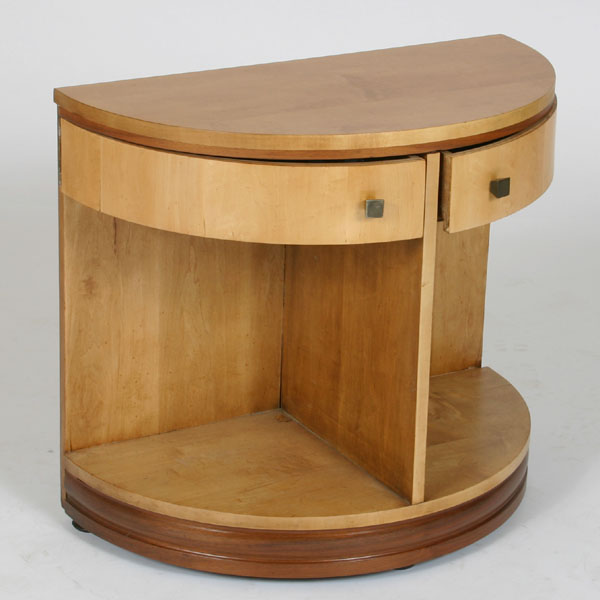 Appraisal: Widdicomb 's demilune night stand end table Design attributed to