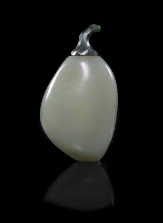 Appraisal: A Jade Pebble Form Snuff Bottle of celadon colored stone