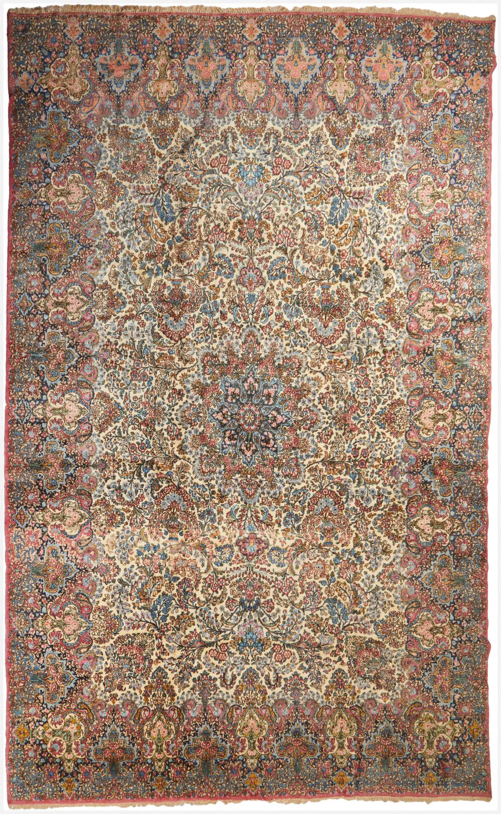 Appraisal: A Persian Kerman room-sized rug Mid- th Century Wool on