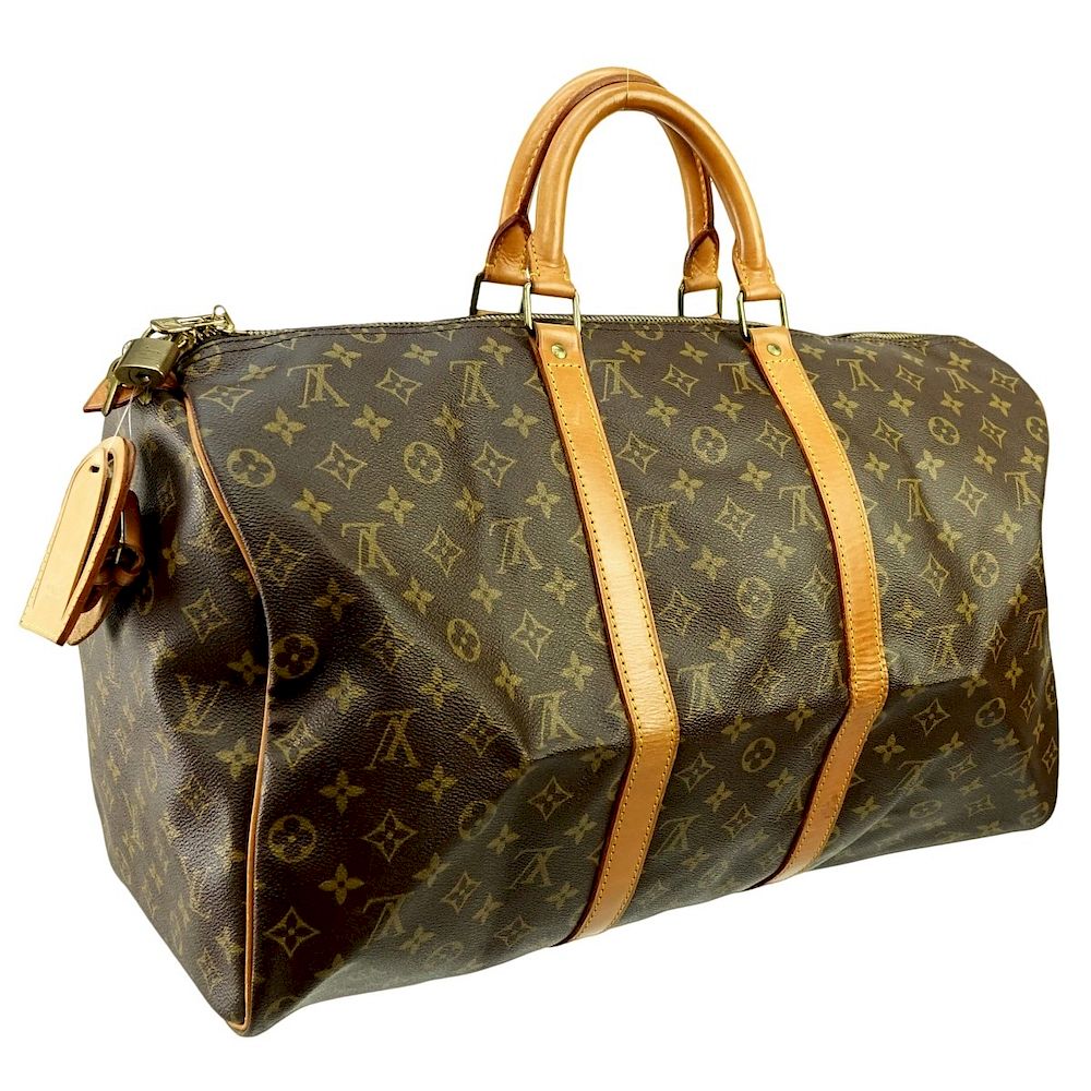 Appraisal: Louis Vuitton Brown Canvas Monogram Keepall Bag Louis Vuitton Brown