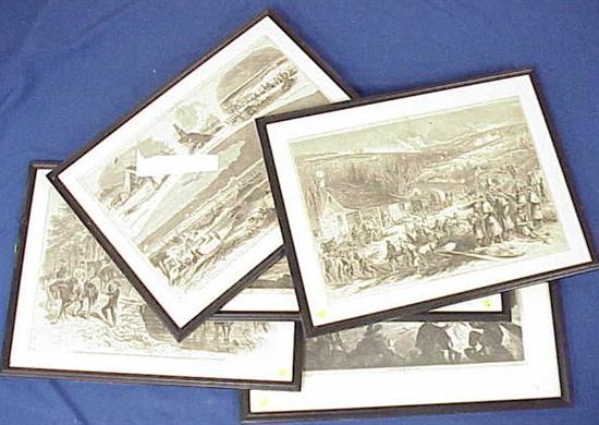 Appraisal: Five th C wood engravings Harper's Weekly illustrations civil war