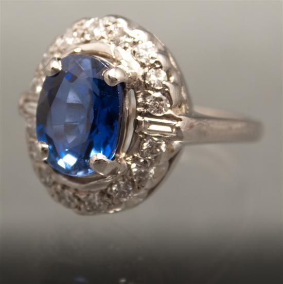 Appraisal: Lady's K white gold diamond and sapphire ring diamonds approximately