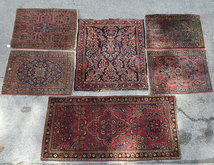 Appraisal: SIX PERSIAN RUGS AND MATS th Century Primarily with foliage