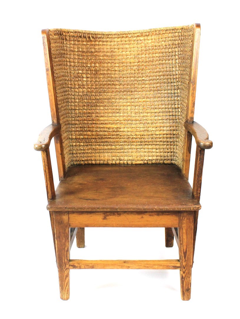 Appraisal: A th century Orkney chair with tub cane back and