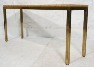 Appraisal: Burl Wood Bronze Frame Hall Sofa Table Console C Burl