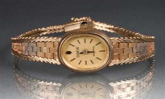 Appraisal: Geneve Quartz K tricolored gold lady's wrist watch approximately in