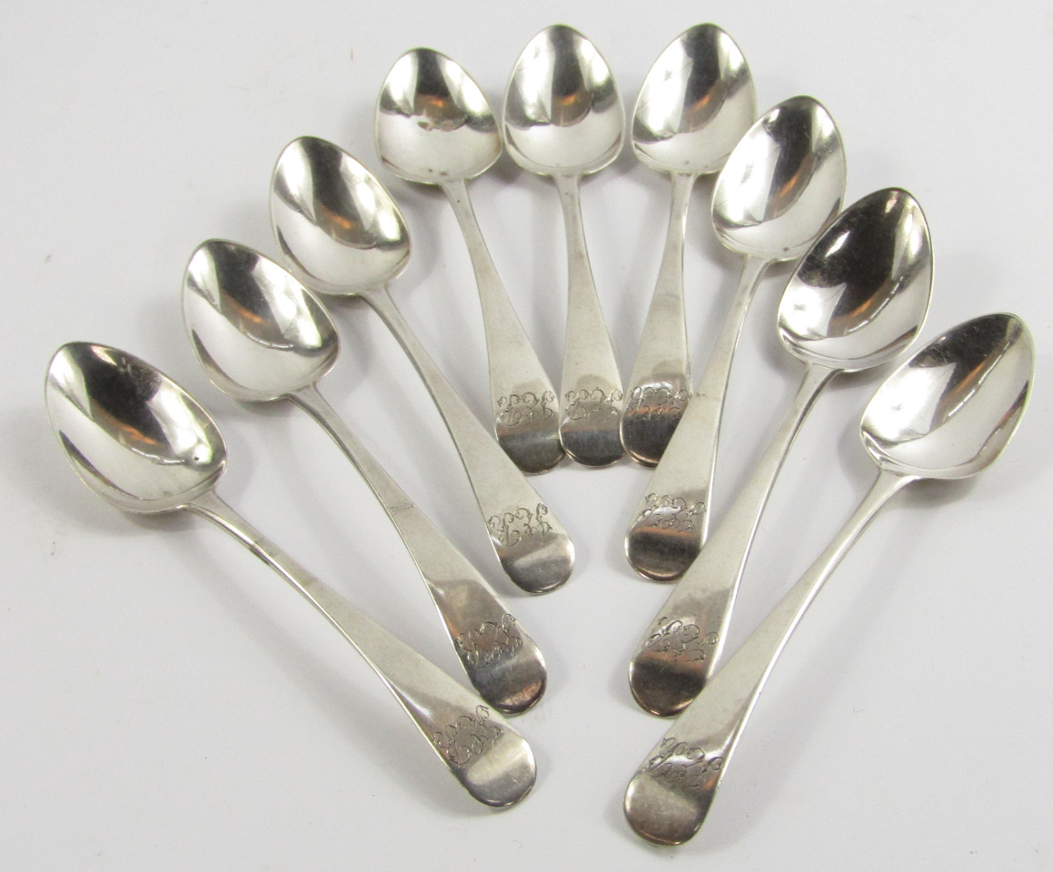 Appraisal: A set of nine George III silver Old English pattern