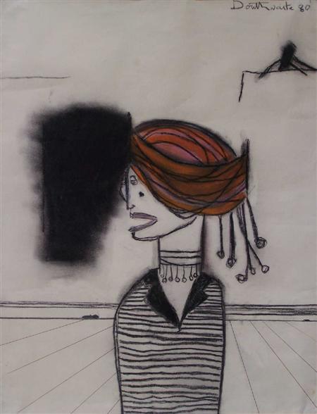 Appraisal: PAT DOUTHWAITE SCOTTISH - WOMAN WITH TURBAN Signed and dated