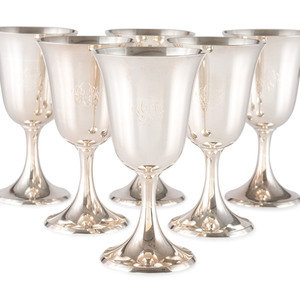 Appraisal: Six Silver Water Goblets Stieff Co Baltimore Maryland th Century