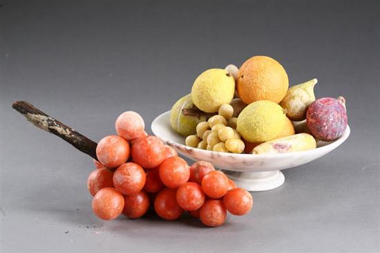 Appraisal: BOWL OF STONE FRUIT Italy th century Footed alabaster bowl