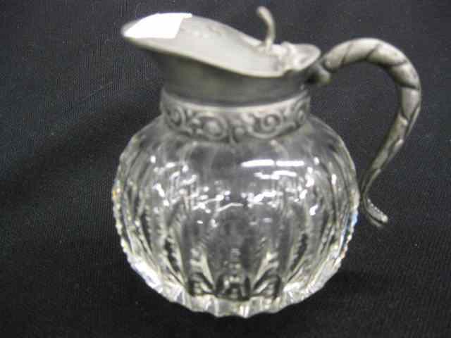 Appraisal: Cut Glass Syrup Pitcher zipper pattern brilliant period ''