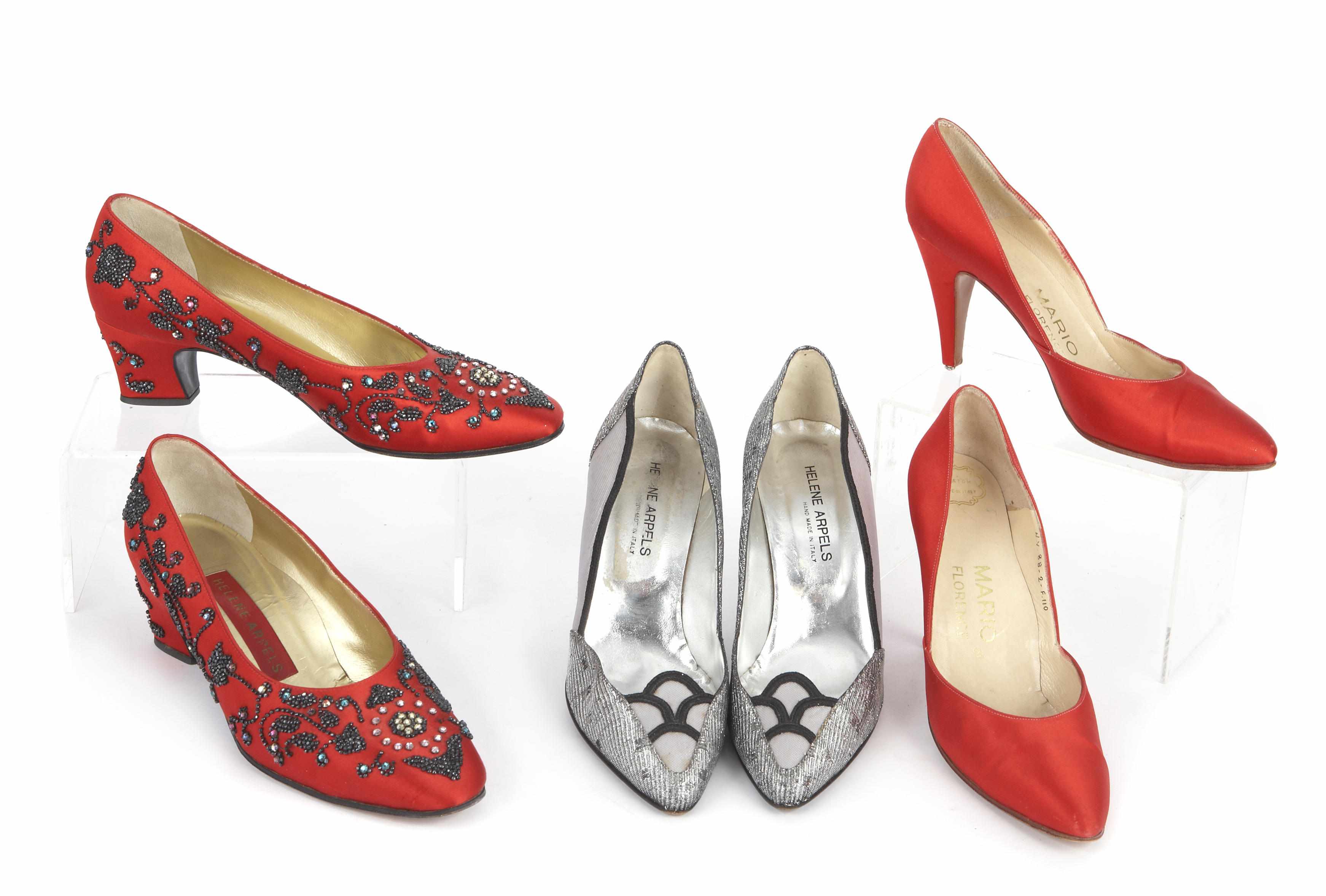 Appraisal: A Mario Florence red leather pump together with a Helena