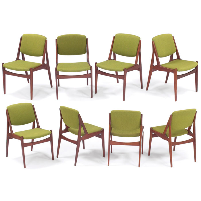 Appraisal: Arne Vodder dining chairs eight by Vamo Mobelfabrik Denmark s