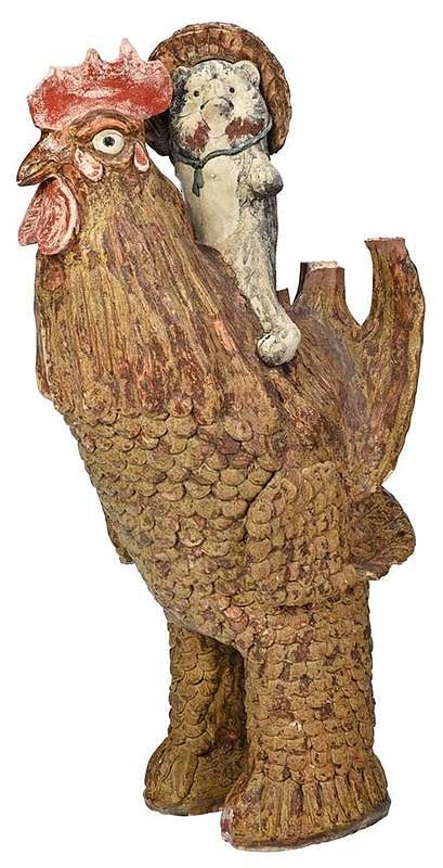 Appraisal: Large Japanese Ceramic Chicken Garden Sculpture th century painted and