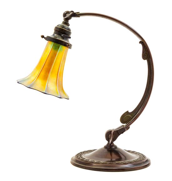 Appraisal: Sale Lot A Handel Bronze and Steuben Glass Piano Lamp