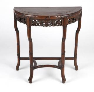 Appraisal: A Chinese carved teak demilune table Late th early th