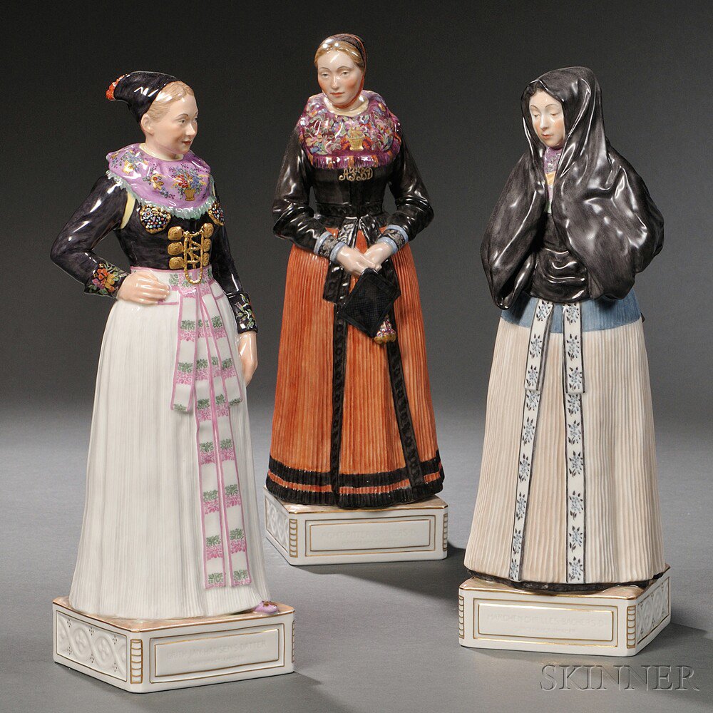 Appraisal: Three Royal Copenhagen Porcelain Figures of Women Denmark th century