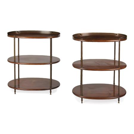 Appraisal: Pair of George III Style Mahogany Three-Tier Side Tables Estimate