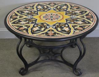 Appraisal: Iron Coffee Table With beautiful Piet Et Dura Marble Top