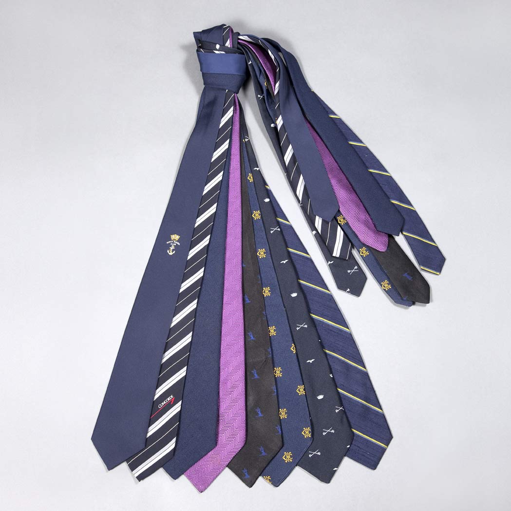 Appraisal: Collection of Eight Neckties Comprising examples of club and other