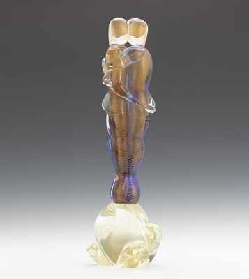 Appraisal: A Murano Glass Statuette of Embracing Lovers Clear glass statuette