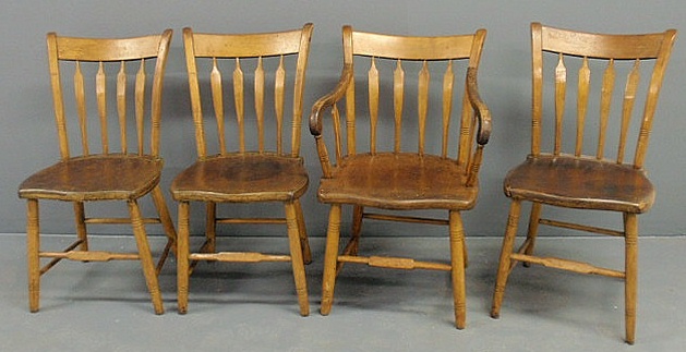 Appraisal: Set of four Pennsylvania maple arrow-back chairs h seat h