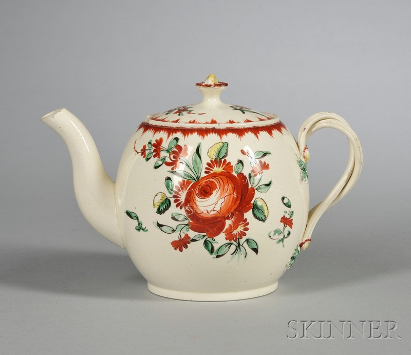 Appraisal: Creamware Teapot and Cover England late th century globular shape