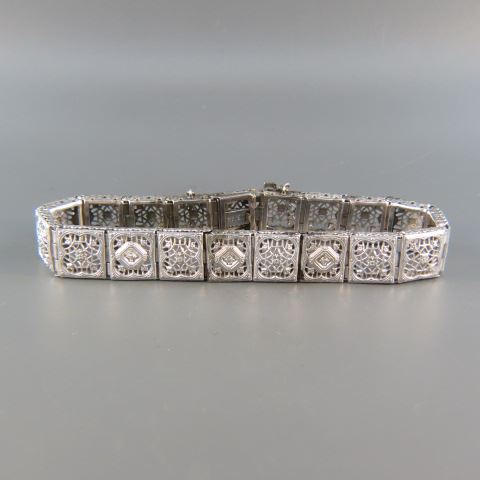 Appraisal: Diamond Bracelet antique filagree k white gold with a trio