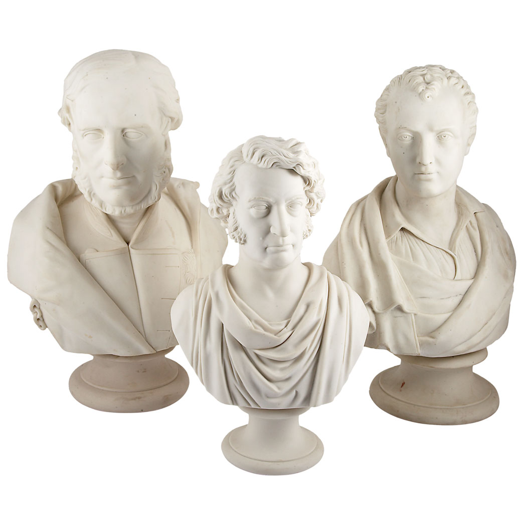 Appraisal: Group of Three English Parian Busts th Century Comprising one