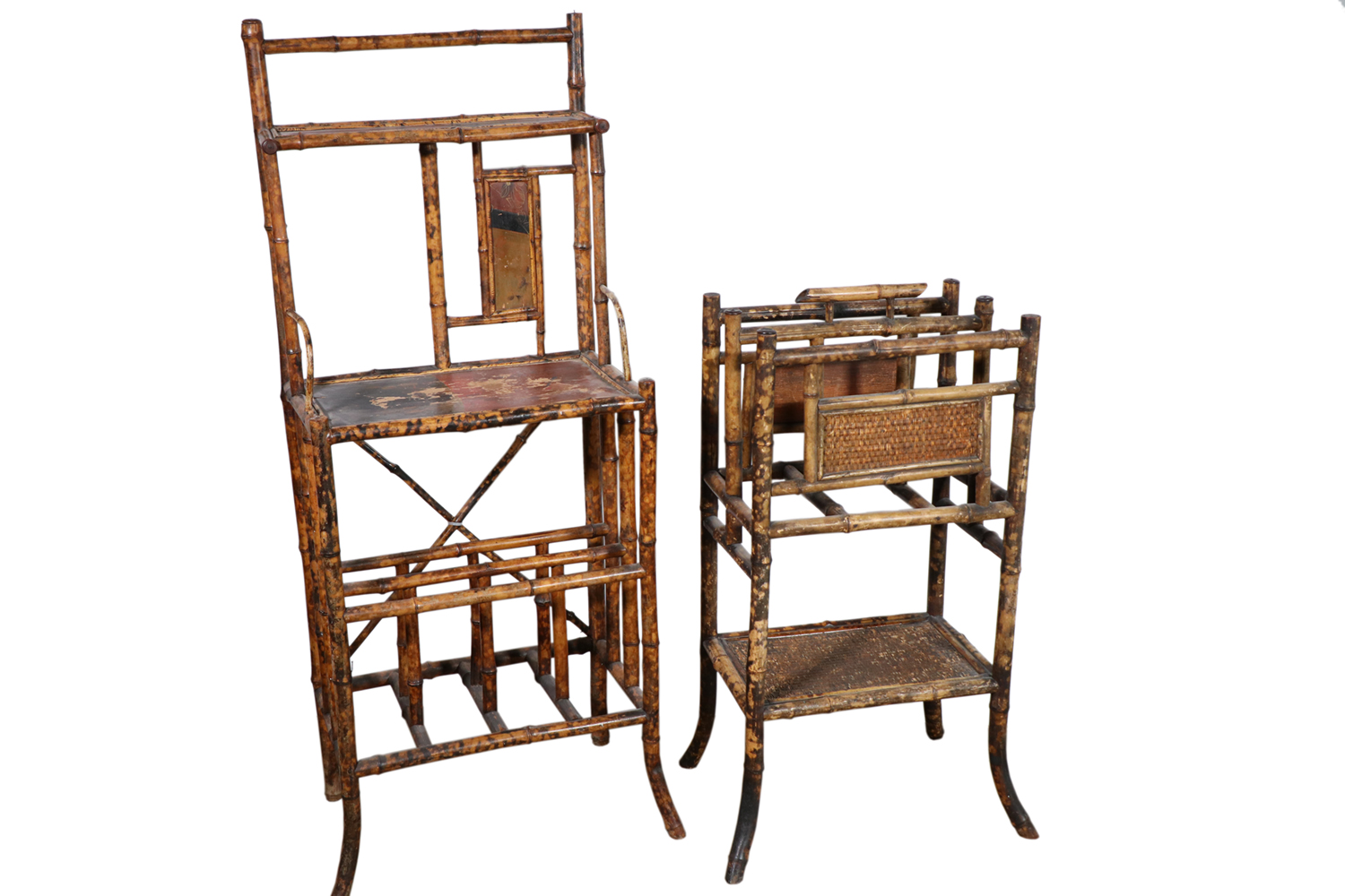 Appraisal: VICTORIAN BAMBOO FURNISHINGS Lot consisting of the following Two-Tier Hall