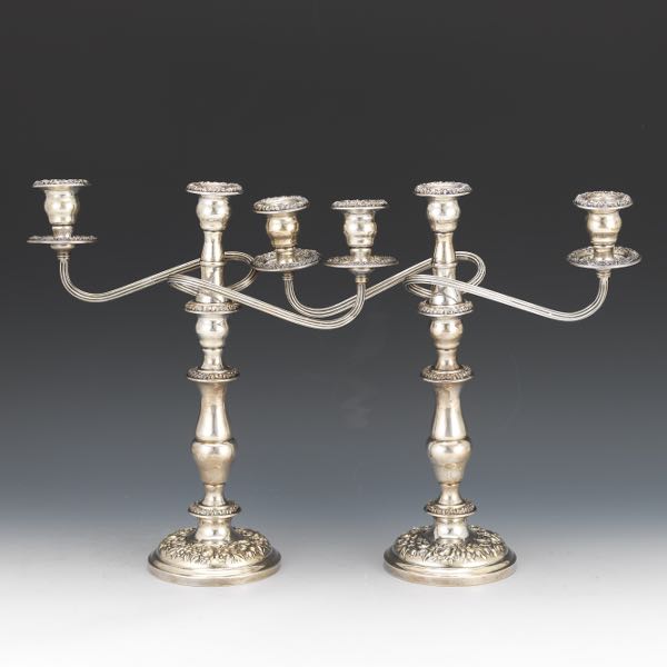 Appraisal: PAIR OF S KIRK SON REPOUSSE STERLING CANDELABRA x x