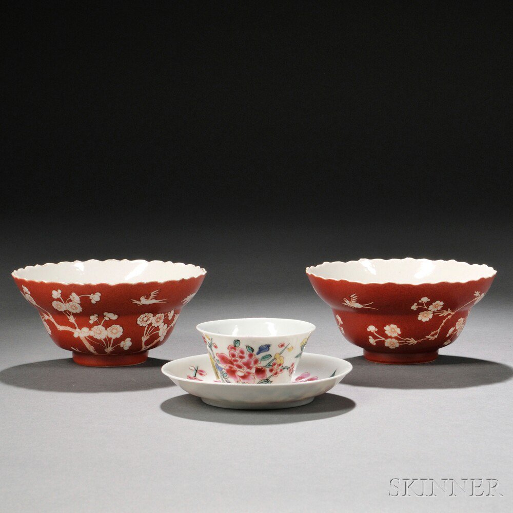 Appraisal: Group of Porcelain Items China th th century a pair